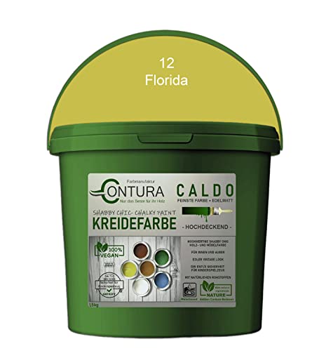 Contura BeGreen 1,5Kg. Kreidefarbe Shabby Chic Möbellack Lack Möbel Farbe Holzlack Natur (12 Florida) von Farbmanufaktur CONTURA Nur das Beste für ihr Holz