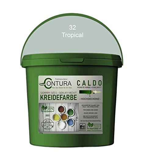 Contura BeGreen 1,5Kg. Kreidefarbe Shabby Chic Möbellack Lack Möbel Farbe Holzlack Natur (32 Tropical) von Farbmanufaktur CONTURA Nur das Beste für ihr Holz