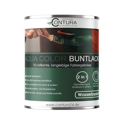 Contura Buntlack Glänzend Lackfarbe 750ml Lack Außen Innen Holz 2in1 Metall Farbe Holzlack Möbellack (RAL 8015 Kastanienbraun, 750ml.) von Farbmanufaktur CONTURA Nur das Beste für ihr Holz