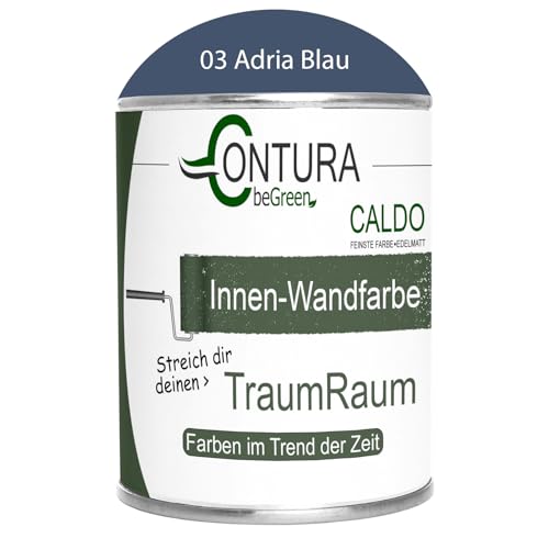 Contura Caldo 1 Liter Wandfarbe 35 Farben Deckenfarbe Contura Hohe Profi Deckkraft Klasse 1 (03 Adria Blau) von Farbmanufaktur CONTURA Nur das Beste für ihr Holz