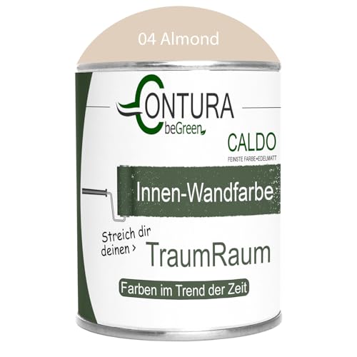 Contura Caldo 1 Liter Wandfarbe 35 Farben Deckenfarbe Contura Hohe Profi Deckkraft Klasse 1 (04 Almond) von Farbmanufaktur CONTURA Nur das Beste für ihr Holz