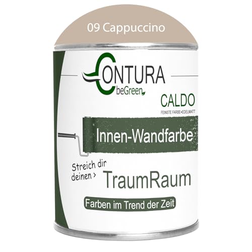 Contura Caldo 1 Liter Wandfarbe 35 Farben Deckenfarbe Contura Hohe Profi Deckkraft Klasse 1 (09 Cappuccino) von Farbmanufaktur CONTURA Nur das Beste für ihr Holz