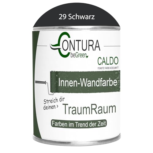 Contura Caldo 1 Liter Wandfarbe 35 Farben Deckenfarbe Contura Hohe Profi Deckkraft Klasse 1 (29 Schwarz) von Farbmanufaktur CONTURA Nur das Beste für ihr Holz