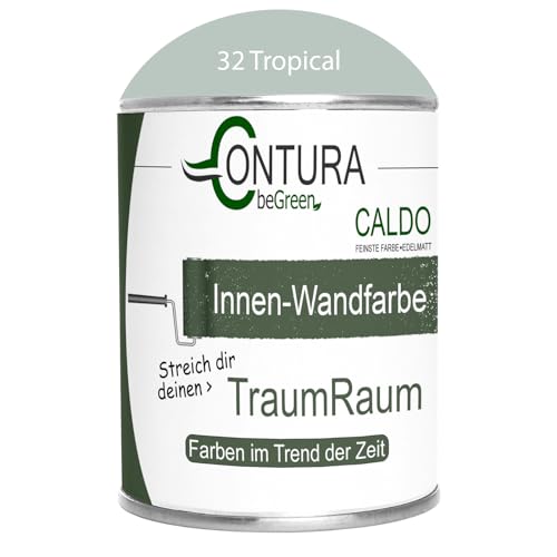 Contura Caldo 1 Liter Wandfarbe 35 Farben Deckenfarbe Contura Hohe Profi Deckkraft Klasse 1 (32 Tropical) von Farbmanufaktur CONTURA Nur das Beste für ihr Holz