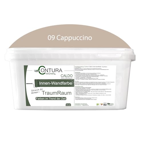 Contura Caldo 2,5 Liter Wandfarbe 35 Farben Deckenfarbe Contura Hohe Profi Deckkraft Klasse 1 (09 Cappuccino) von Farbmanufaktur CONTURA Nur das Beste für ihr Holz