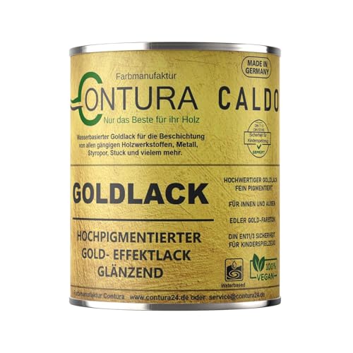 Contura Caldo Goldlack Goldfarbe Gold Effektlack Möbellack Holzlack Metalllack Möbel Farbe Möbelfarbe Effektfarbe (375ml.) von Farbmanufaktur CONTURA Nur das Beste für ihr Holz