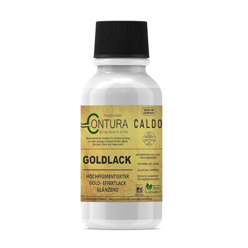 Contura Caldo Goldlack Goldfarbe Gold Effektlack Möbellack Holzlack Metalllack Möbel Farbe Möbelfarbe Effektfarbe (50ml. Pinseflasche) von Farbmanufaktur CONTURA Nur das Beste für ihr Holz