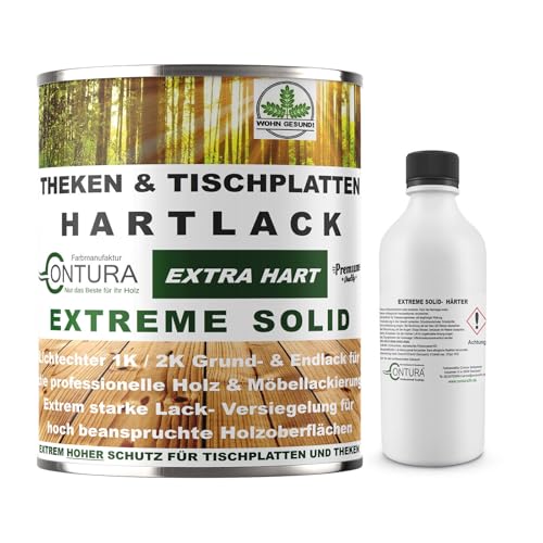 Contura Hartlack 2K Lack Thekenlack Seidenmatt Tischplattenlack Theken Holzlack Klarlack Set mit Härter Contura Zweikomponenten Lack farblos (Transparent, 750ml.) von Farbmanufaktur CONTURA Nur das Beste für ihr Holz