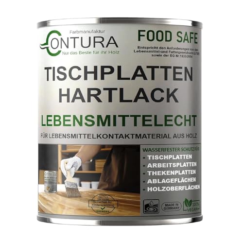 Contura Hartlack Tischplattenlack lebensmittelecht Klarlack Tischplatte Holzlack Lack (Transparent, 375ml.) von Farbmanufaktur CONTURA Nur das Beste für ihr Holz