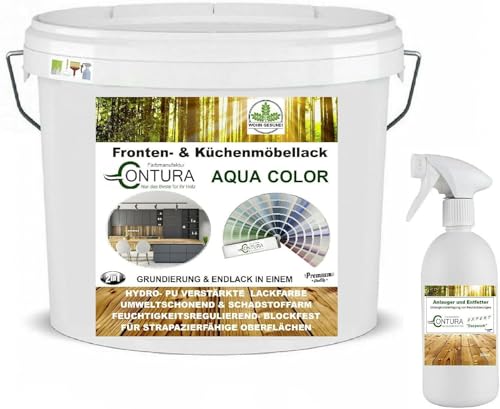 Contura Küchenmöbellack GLÄNZEND nach RAL Möbellack SET mit Anlauger Möbelfarbe streichen ohne schleifen Holzlack Buntlack Küchenlack (Violettblau RAL 5000, 2 Liter + 250ml. Anlauger) von Farbmanufaktur CONTURA Nur das Beste für ihr Holz