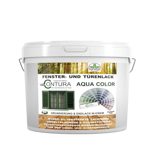 Farbmanufaktur CONTURA Nur das Beste für ihr Holz Fensterlack Türenlack 2 Liter Glänzend nach RAL mit Pinsel Möbellack Innen und Außen Holzlack Metalllack (RAL 6005 Moosgrün, 2 Liter) von Farbmanufaktur CONTURA Nur das Beste für ihr Holz