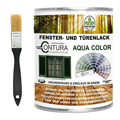 Farbmanufaktur CONTURA Nur das Beste für ihr Holz Fensterlack Türenlack 2 Liter nach RAL Set mit Pinsel Möbellack Innen und Außen Holzlack Metalllack (RAL 9001 Cremeweiß) von Farbmanufaktur CONTURA Nur das Beste für ihr Holz
