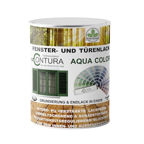 Farbmanufaktur CONTURA Nur das Beste für ihr Holz Fensterlack Türenlack 750ml Glänzend nach RAL mit Pinsel Möbellack Innen und Außen Holzlack Metalllack (RAL 9016 Verkehrsweiß, 750ml.) von Farbmanufaktur CONTURA Nur das Beste für ihr Holz