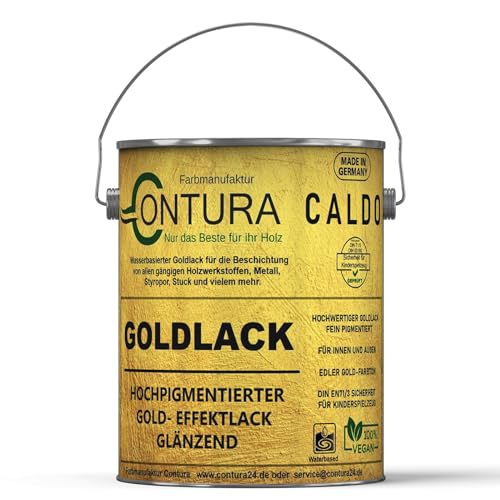 Contura Caldo Goldlack Goldfarbe Gold Effektlack Möbellack Holzlack Metalllack Möbel Farbe Möbelfarbe Effektfarbe (2 Liter) von Farbmanufaktur CONTURA Nur das Beste für ihr Holz