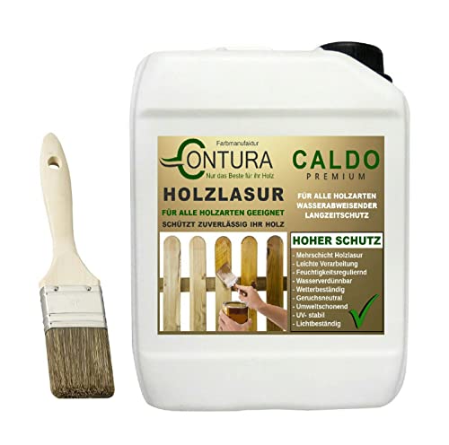 Holzlasur Dickschichtlasur 2,5 Liter Set mit Pinsel 2in1 Dauerschutzlasur Holzschutz Lasur (07 Kiefer-Pinie) von Farbmanufaktur CONTURA Nur das Beste für ihr Holz