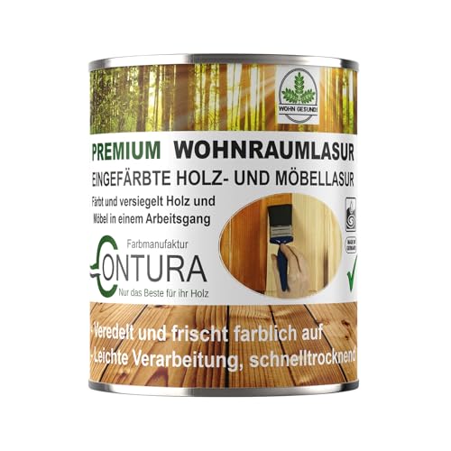 Wohnraumlasur Holzfarbe 375ml Möbellasur Lackbeize Möbellack Lacklasur Holzlack Wohnraum-Lasur Innenlasur (01 Farblos-Natur) von Farbmanufaktur CONTURA Nur das Beste für ihr Holz