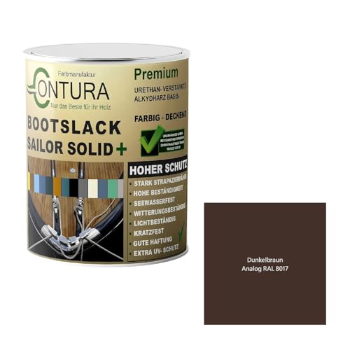 Contura Bootslack Farbig SEIDENMATT Yacht- Buntlack Metall Holz GFK Holzlack Boot Farblos (Dunkelbraun - RAL 8017 Analog, 500ml.) von Farbmanufaktur Contura Nur das Beste für Ihr Holz