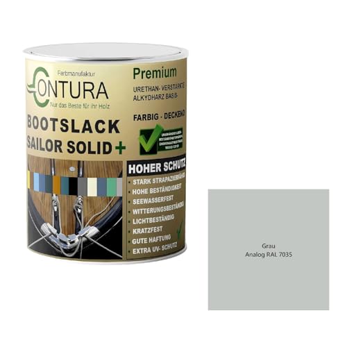 Contura Bootslack Farbig SEIDENMATT Yacht- Buntlack Metall Holz GFK Holzlack Boot Farblos (Grau - RAL 7035 Analog, 500ml.) von Farbmanufaktur Contura Nur das Beste für Ihr Holz