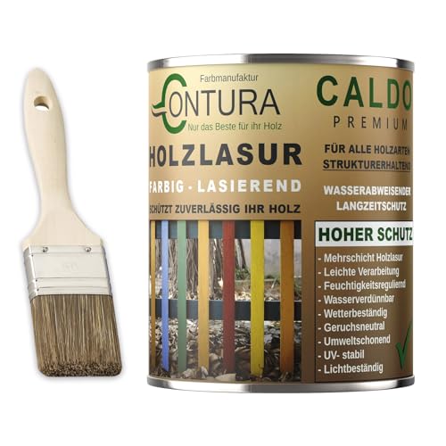 Contura Holzlasur 750ml. Langzeitschutz Lasur + Pinsel Holz Außen Dauerschutzlasur Holzfarbe (Anthrazit/Dunkelgrau - 10.36) von Farbmanufaktur Contura Nur das Beste für ihr Holz