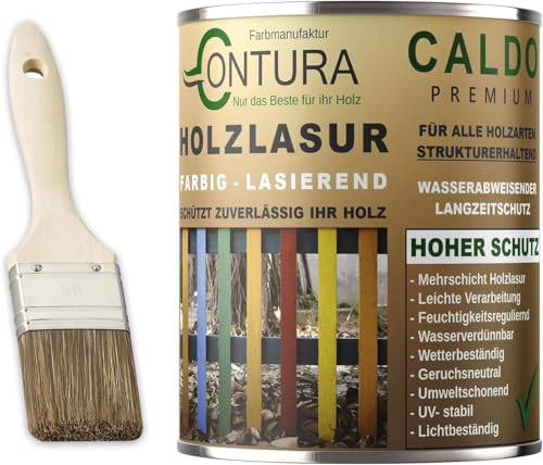Contura Holzlasur 750ml. Langzeitschutz Lasur + Pinsel Holz Außen Dauerschutzlasur Holzfarbe (Dunkelbeige - 10.51) von Farbmanufaktur Contura Nur das Beste für ihr Holz
