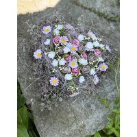 Kleines Grabschmuck Herz „Gänseblümchen „ von Farbvielfalt
