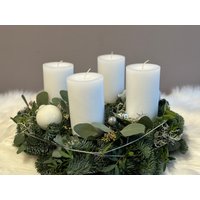 Vorbestellung Adventskranz „White Dream „ Kranz Kerzen Advent von Farbvielfalt