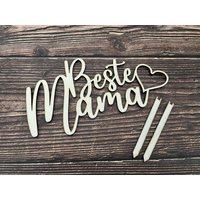Cake Topper Beste Mama Modern Aus Holz Mit Herz | Geschenk Individuell Rund Rundes Natur Muttertag Mutter Mum Tortendeko Tortendekoration von Farbwuselei