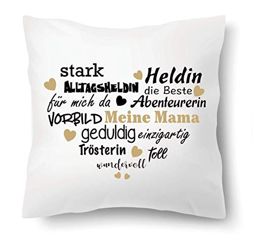 Farbwuselei Kissen mit Spruch Meine Mama Alltagsheldin die Beste Kissenhülle Inlay Kissenbezug Geschenk Herz Farbwuselei Kissen mit Spruch Meine Mama Alltagsheldin die Beste Kissenhülle Inlay Kissenbezug Geschenk Herz von Farbwuselei