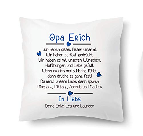 Farbwuselei Kissen mit Spruch Opa Wir haben Dieses Kissen umarmt Liebe Kissenhülle Inlay Kissenbezug Geschenk Enkel Enkelin von Farbwuselei