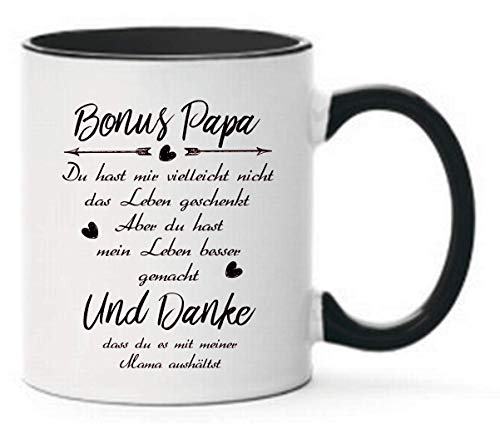 Farbwuselei Tasse Bonus Papa Schwarz Geschenk beidseitig Bedruckt Spülmaschinenfest Kaffeetasse Mama Danke Farbwuselei Tasse Bonus Papa Schwarz Geschenk beidseitig Bedruckt Spülmaschinenfest Kaffeetasse Mama Danke von Farbwuselei