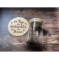 Großes Vorratsglas Mit Holzdeckel 500Ml - "24 Tage Bis Weihnachten" Namen Individuell Holz Geschenk Idee Aufbewahrung Süßigkeiten Großes Vorratsglas Mit Holzdeckel 500Ml - "24 Tage Bis Weihnachten" Namen Individuell Holz Geschenk Idee Aufbewahrung Süßigkeiten von Farbwuselei