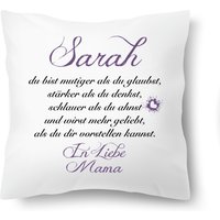 Kissen Für Meine Tochter Du Bist Mutiger Als Glaubst Stärker Denkst Smarter Ahnst Mama Individuell Name Lila von Farbwuselei