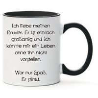 Tasse Ich Liebe Meinen Bruder Spaß Er Stinkt Schwarz Beidseitig Bedruckt Bester von Farbwuselei