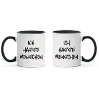 Tasse Schwarz Ich Hasse Menschen Einzelgänger Idioten Nur Noch Bekloppte Idiot von Farbwuselei