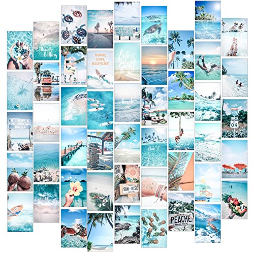 Collage Wand Aesthetic Decor, 50 Stück Poster Set for Wand Deko, Blau Bilder Set für Wanddeko, Zimmer Deko Aesthetic, Schlafzimmer Deko Fotowand, Wandbilder Schlafzimmer, Deko Schlafzimmer Aesthetic von Fardes