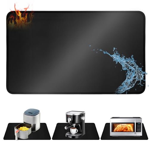 Farerkass Hitzebeständige Matte 60x40cm, Feuerfeste Unterlage Kaffeemaschine, Hitzebeständige Unterlage Küchenarbeitsplatten, Feuerfeste Matte für Luftfritteuse, Anti-Rutsch Hitzeschutzmatte von Farerkass