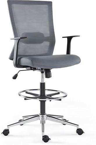 Farini Bürostuhl Ergonomische Schreibtischstuhl, Drehstuhl mit leise Rolle, Atmungsaktives Netzgewebe, Chefsessel mit verstellbare Armlehnen, Sitzhöheeinstellung Grau von Farini