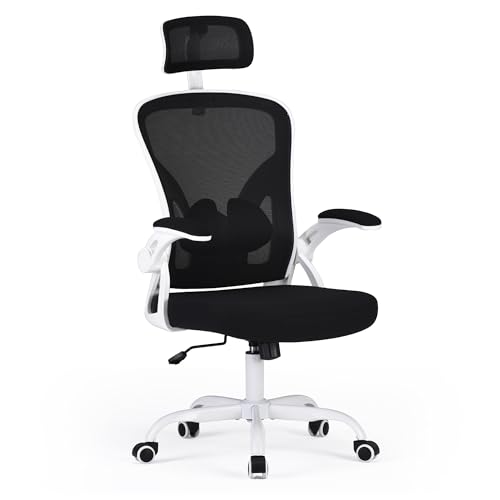 Farini Ergonomischer Stuhl mit Armlehne Büro Schreibtischstuhl mit Rollen Bequemer Home Office Stuhl, Schwarz Weiß Farini Ergonomischer Stuhl mit Armlehne Büro Schreibtischstuhl mit Rollen Bequemer Home Office Stuhl, Schwarz Weiß von Farini