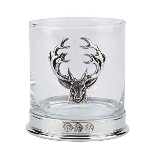 Sehr Hochwertig Bleifrei Pewterware Halterung 12oz Whisky Glas mit Hirschkopf Emblem12oz Whisky Gläser in eine Präsentation Kasten mit 1 Or 2 Gläser Sehr Hochwertig Bleifrei Pewterware Halterung 12oz Whisky Glas mit Hirschkopf Emblem12oz Whisky Gläser in eine Präsentation Kasten mit 1 Or 2 Gläser von Farm Cottage Brands