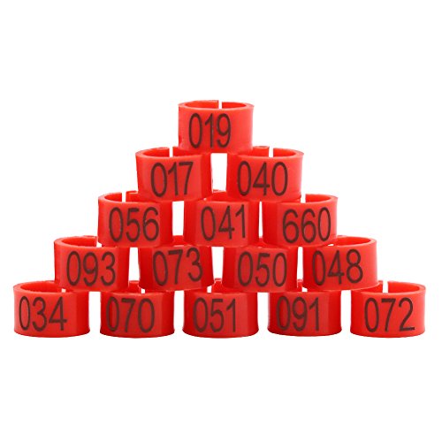 Taubenring Vogelbeinbänder Fußring Beinring Mehrfarbig nummeriert 1-100 8mm Racing Papagei Küken Ente Clip Ringe Band (Rot) von MasXirch