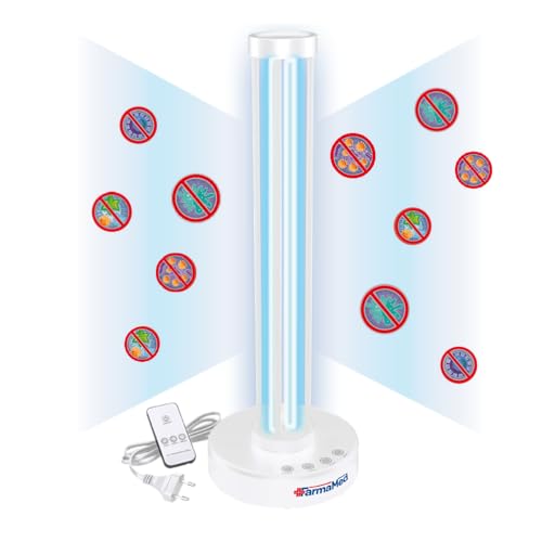 FarmaMed UVC-Lampe, intelligente Sterilisation, Radar-Sensor, Timer 15/30/60 Minuten, Sanierung bis zu 40 m², 99,9% Desinfektion, Farbe Weiß von FarmaMed