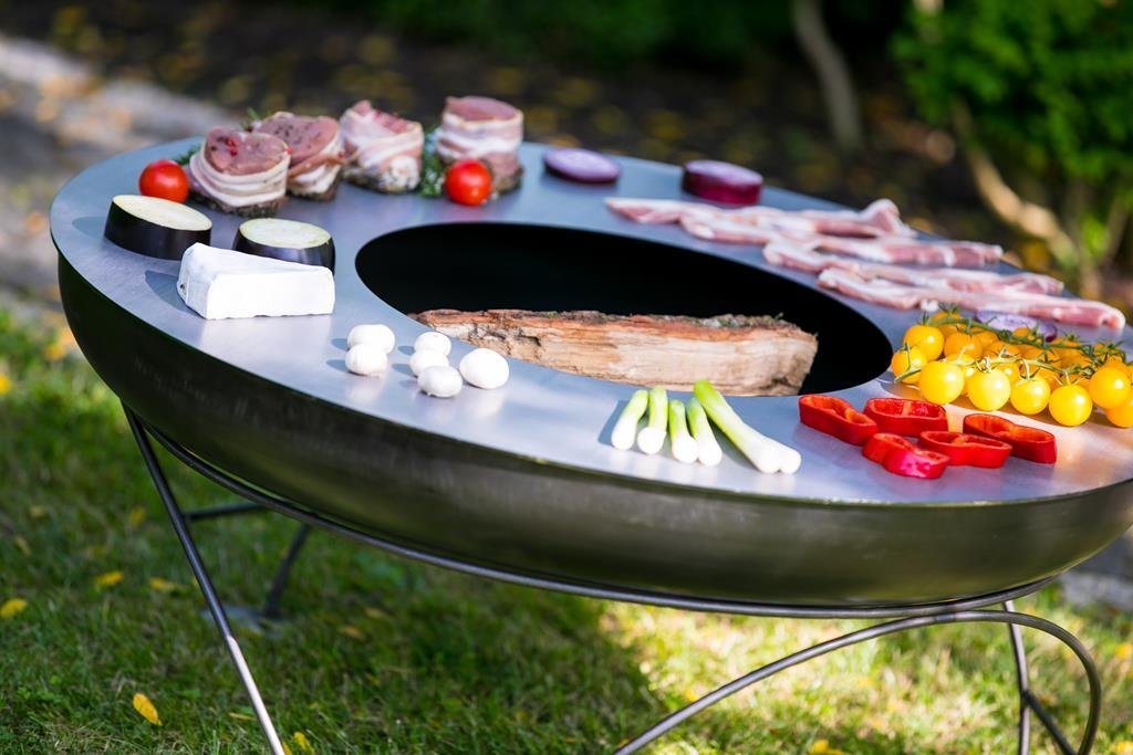 Farmcook Grillplatte Bratplatte Grillplatte Feuerplatte für Feuerschale Ø 81 CM, die perfekte Lösung für Outdoor-Kochbegeisterte von Farmcook