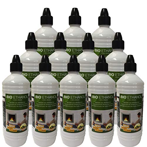 12x 1 Liter Flaschen Ethanol Gelkamine Ethanolkamine Wandkamine Bioethanol von Farmlight