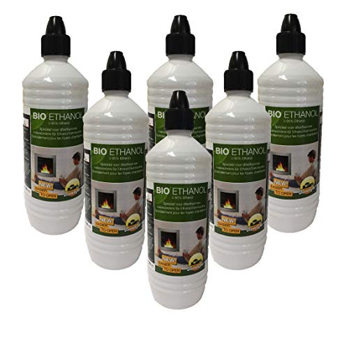 6X 1 Liter Flaschen Ethanol Gelkamine Ethanolkamine Wandkamine Bioethanol von Farmlight