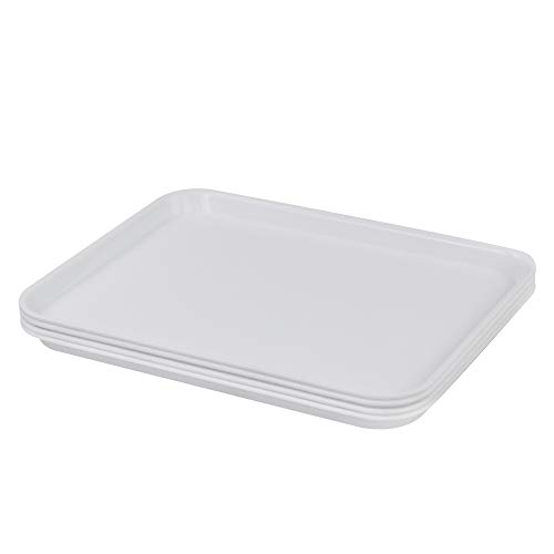 Farmoon Fast Food Tablett Rechteckig, Kunststoff Serviertablett, 4 Stück, Weiß von Farmoon