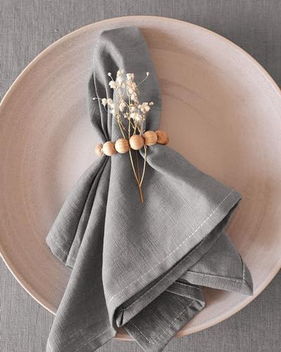 Farnberg 8 Servietten aus Leinen - hochwertige Stoffservietten - edle Hochzeitsservietten - Wiederverwendbare Leinen-Servietten - (40 x 40 cm) - Grau von Farnberg