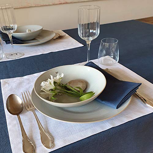 Farnberg Tischset aus Leinen - 4 Stück - edles Platzset - Untersetzer für ESS,- Küchentisch - waschbare Platzdeckchen - (45 x 35 cm) - (Weiß) von Farnberg