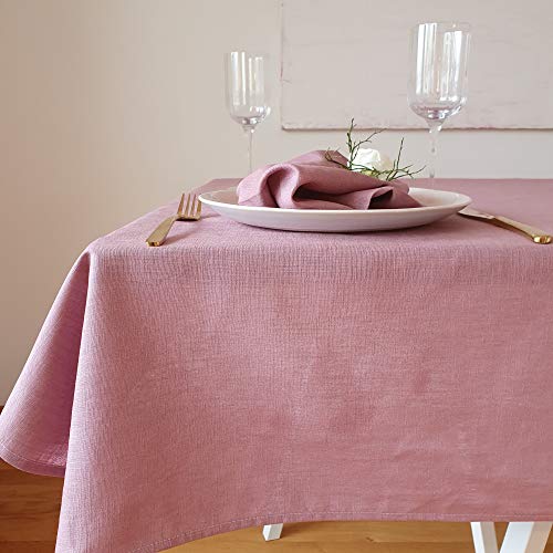 Farnberg Premium Tischdecke aus Leinen - Stofftischdecke für Küchentisch, Esstisch - Fleckschutz Tischtuch - Leinentischdecke - (135 x 200 cm) - (Uni-Mauve) von Farnberg