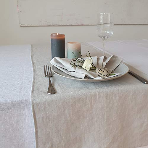 Farnberg Premium Tischläufer aus Leinen - Moderne Tischdeko für Küchentisch, Esstisch - Fleckschutz - Tischband - Tischdecke - (40 x 150 cm) - (Uni-Natur) von Farnberg