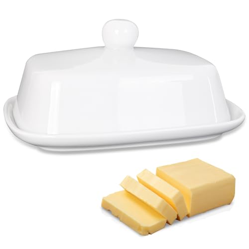 Butterdose Keramik, Butter Dish mit Deckel und Griff, Butterdose Spülmaschinenfest, Butterbehälter Butterschale für Frische Butter, 16,5 x 13,3 x 8 CM - Weiß Butterdose Keramik, Butter Dish mit Deckel und Griff, Butterdose Spülmaschinenfest, Butterbehälter Butterschale für Frische Butter, 16,5 x 13,3 x 8 CM - Weiß von Farnirvana
